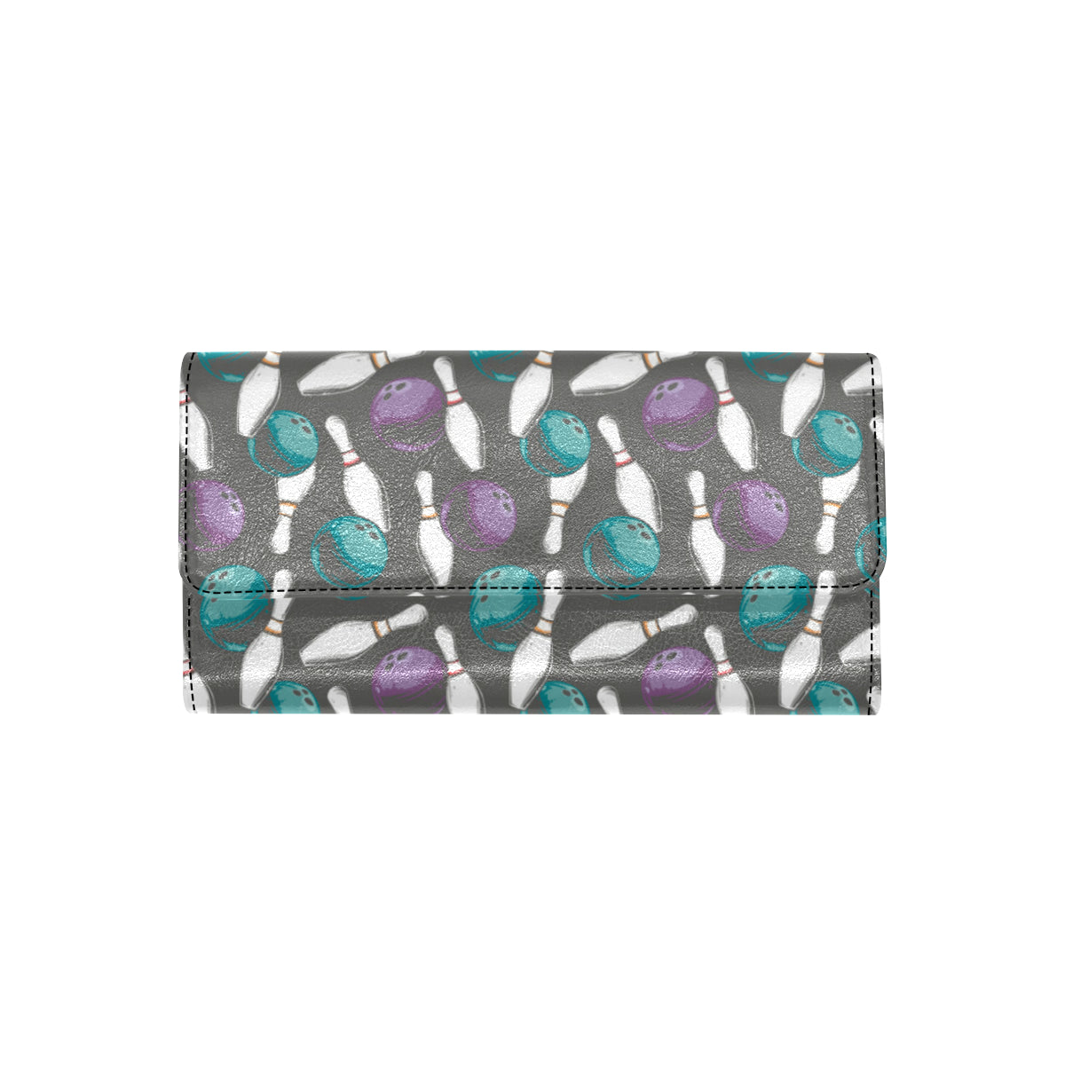 Bowling Pattern Print Design 03 Women's Trifold Wallet