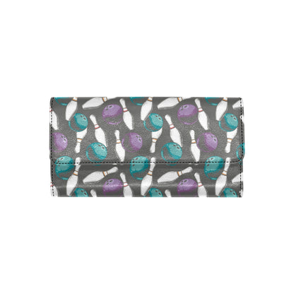Bowling Pattern Print Design 03 Women's Trifold Wallet