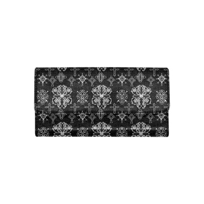 Cross Pattern Print Design 04 Women's Trifold Wallet