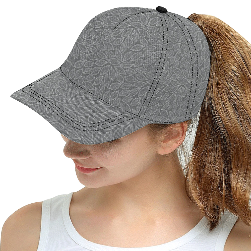 Elm Leave Grey Print Pattern Snapback Cap