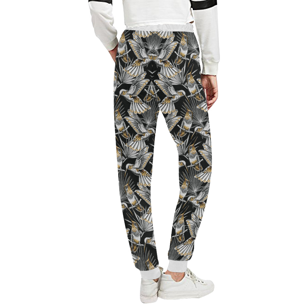 Hummingbird Gold Design Themed Print Unisex Sweatpants