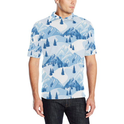 Mountain Pattern Print Design 03 Men Polo Shirt