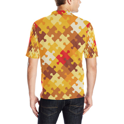 Puzzle Pattern Print Design A01 Men Polo Shirt