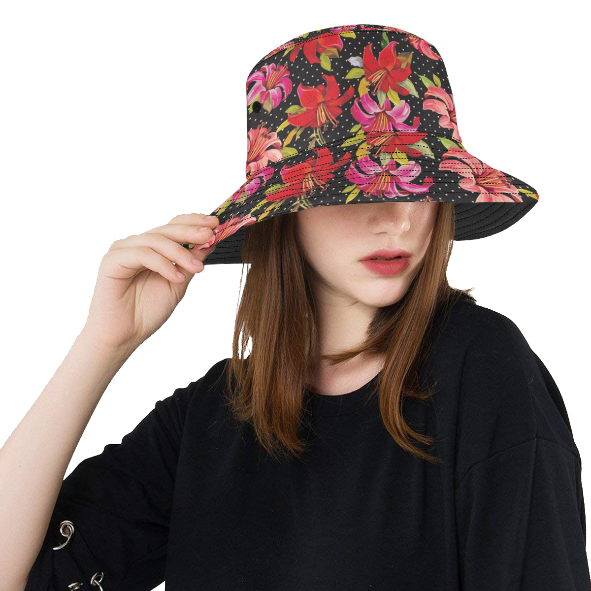 Lily Pattern Print Design LY012 Unisex Bucket Hat
