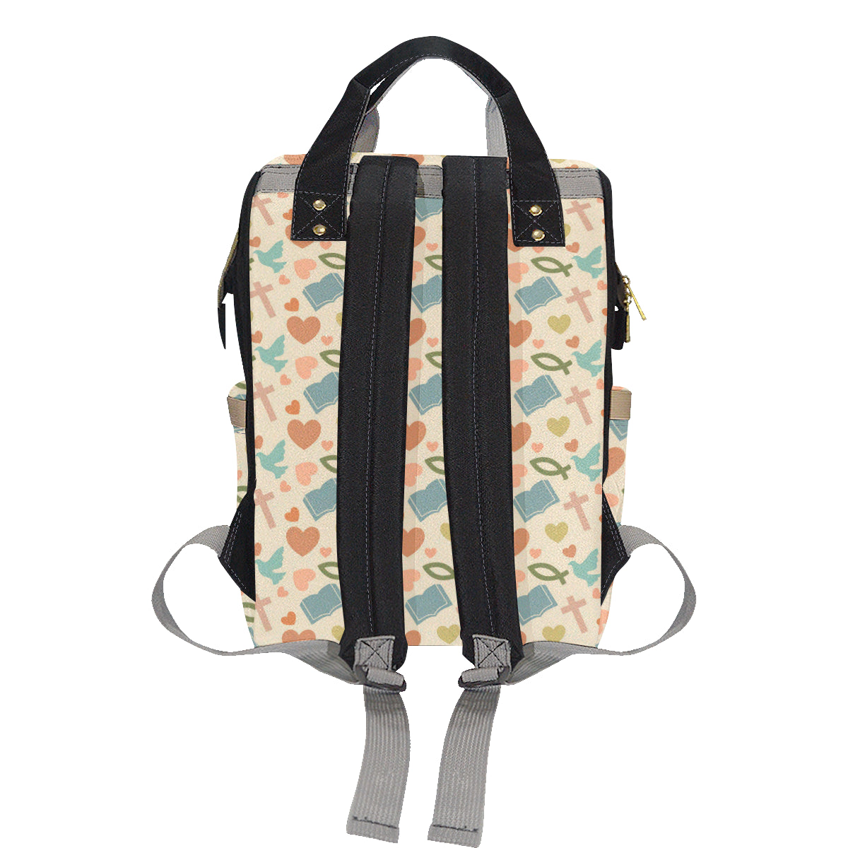 Christian Symbol Pattern Diaper Bag Backpack