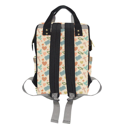 Christian Symbol Pattern Diaper Bag Backpack