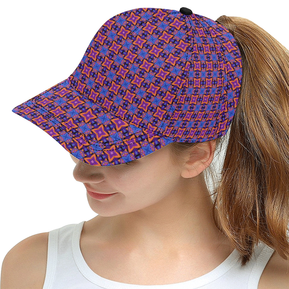 kaleidoscope Purple Orange Print Design Snapback Cap