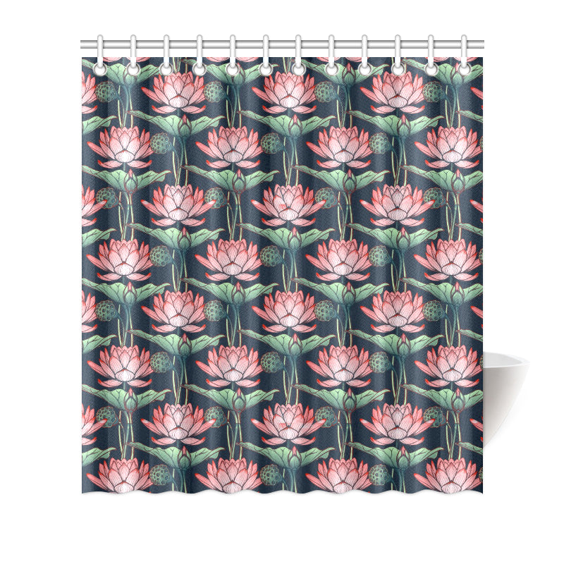 Water Lily Pattern Print Design WL03 Shower Curtain