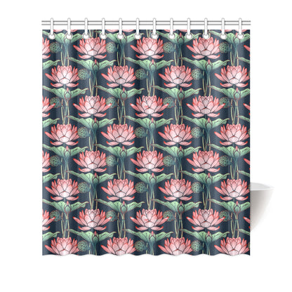 Water Lily Pattern Print Design WL03 Shower Curtain