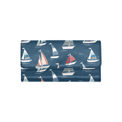 Sailing Ships Pattern Print Design A04 Women's Trifold Wallet