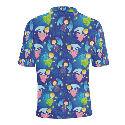 Angel Little Pattern Print Design 02 Men Polo Shirt