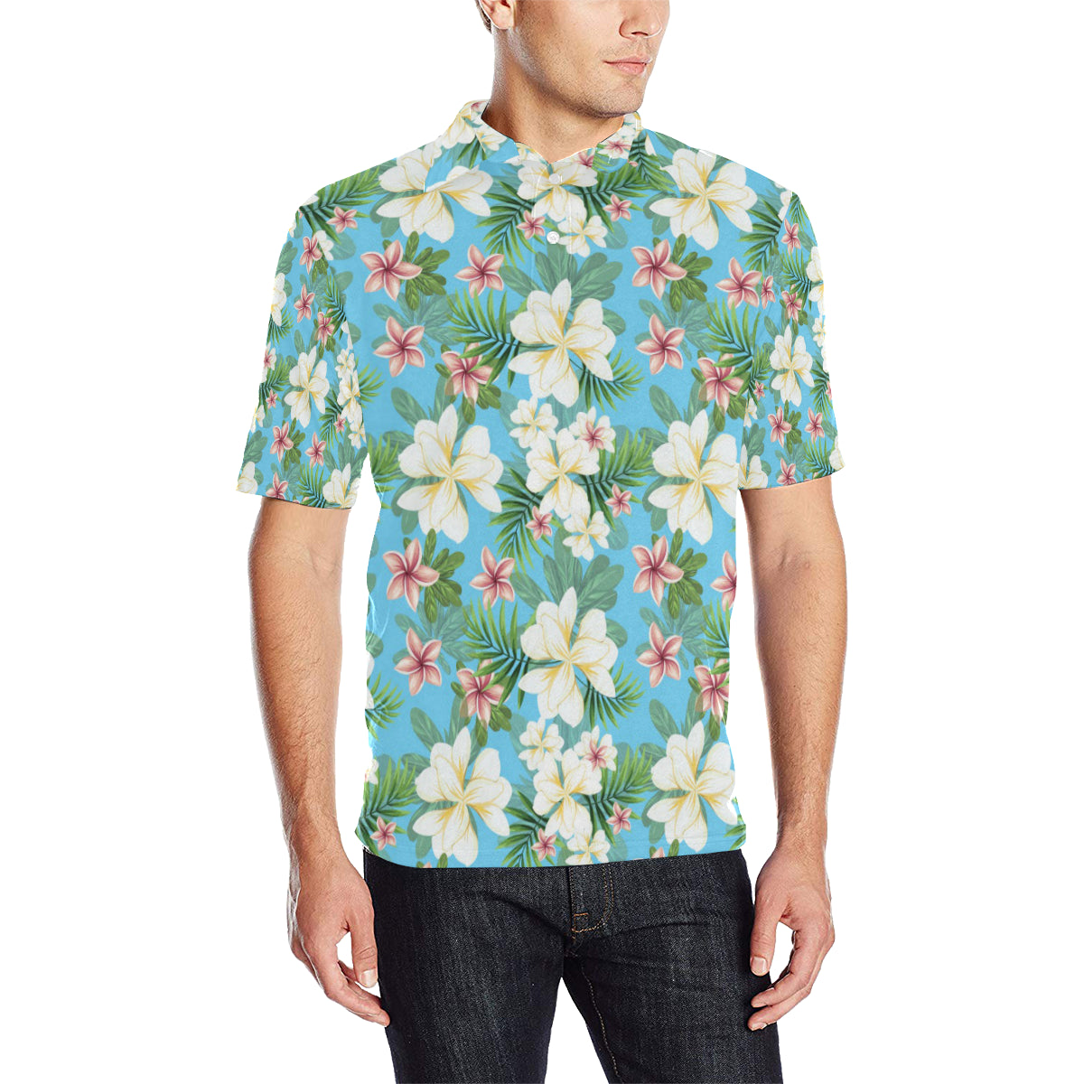 Plumeria Pattern Print Design PM028 Men Polo Shirt