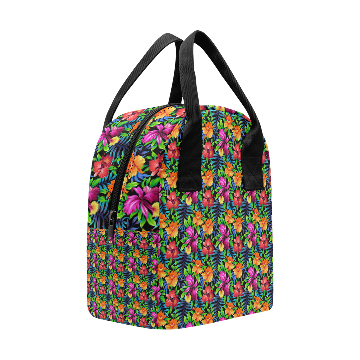 Tropical Folower Colorful Print Insulated Lunch Bag