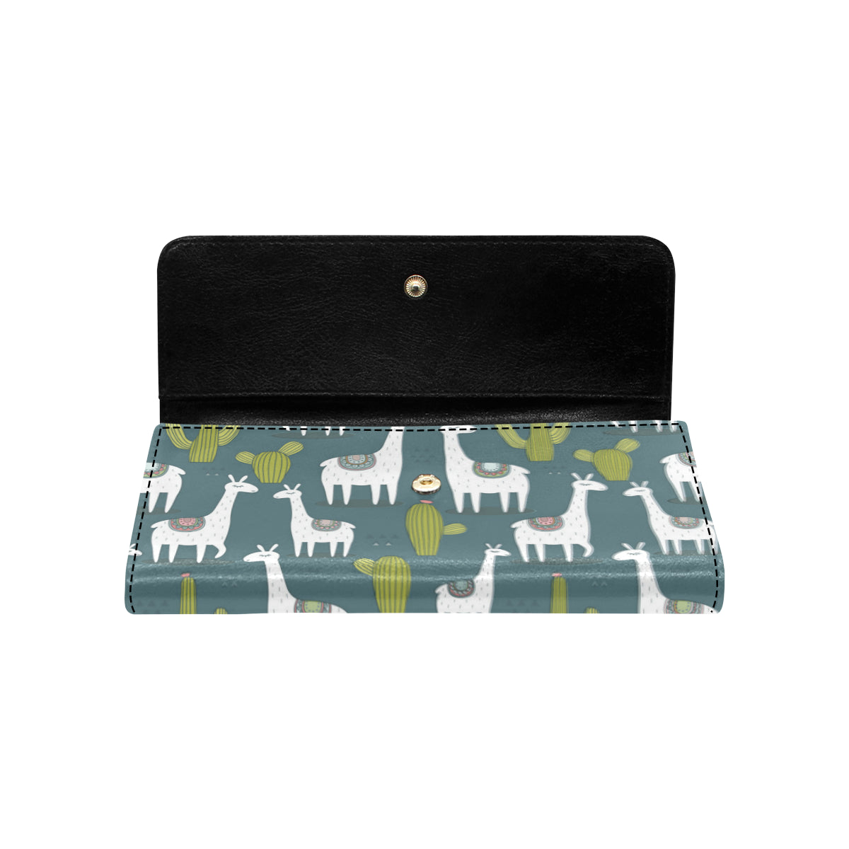 Llama Cactus Pattern Print Design 03 Women's Trifold Wallet