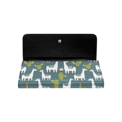 Llama Cactus Pattern Print Design 03 Women's Trifold Wallet