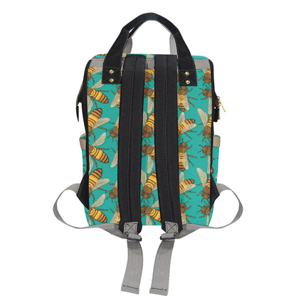 Bee Pattern Print Design BEE04 Diaper Bag Backpack