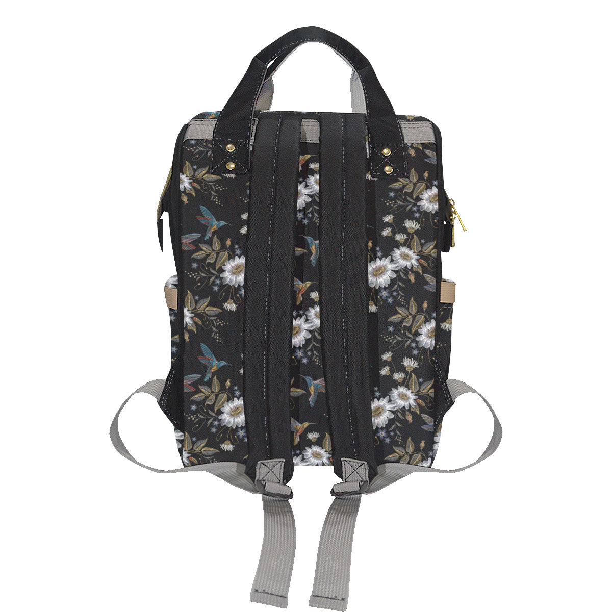 Hummingbird with Embroidery Themed Print Diaper Bag Backpack