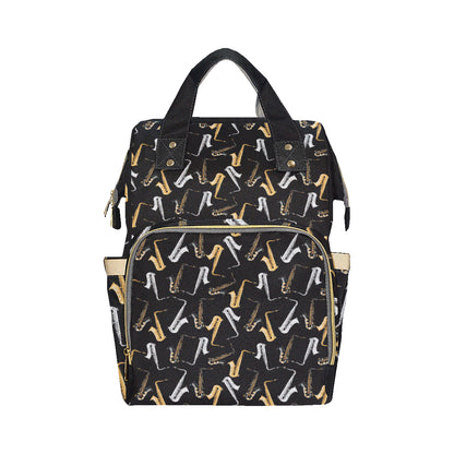 Saxophone Pattern Print Design 01 Diaper Bag Backpack