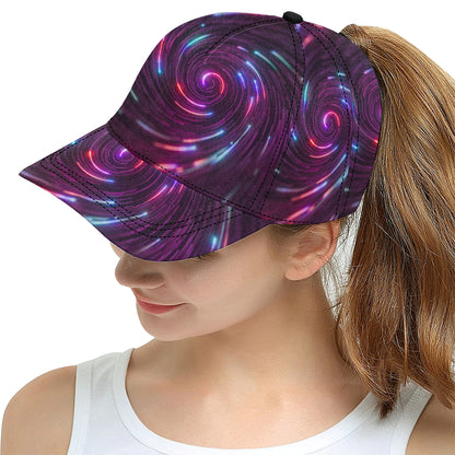 Vortex Twist Swirl Purple Neon Print Snapback Cap
