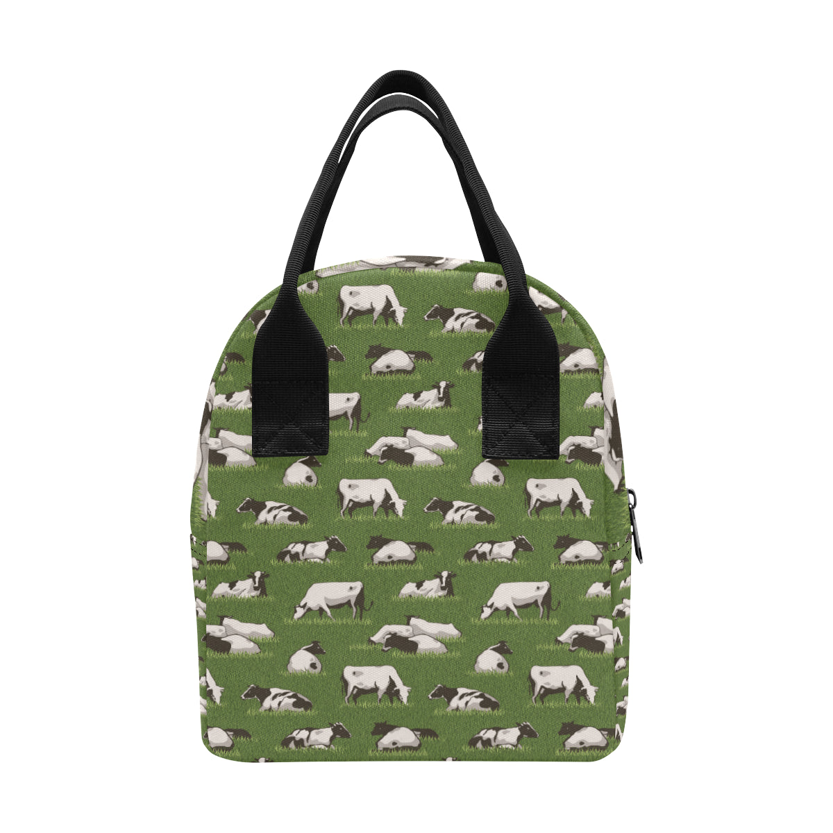 Cow on Grass Print Pattern Insulated Lunch Bag