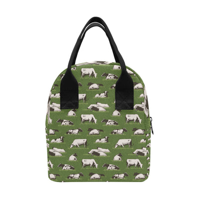 Cow on Grass Print Pattern Insulated Lunch Bag