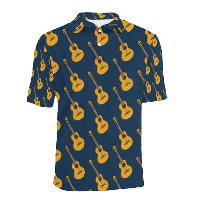 Acoustic Guitar Pattern Print Design 04 Men Polo Shirt