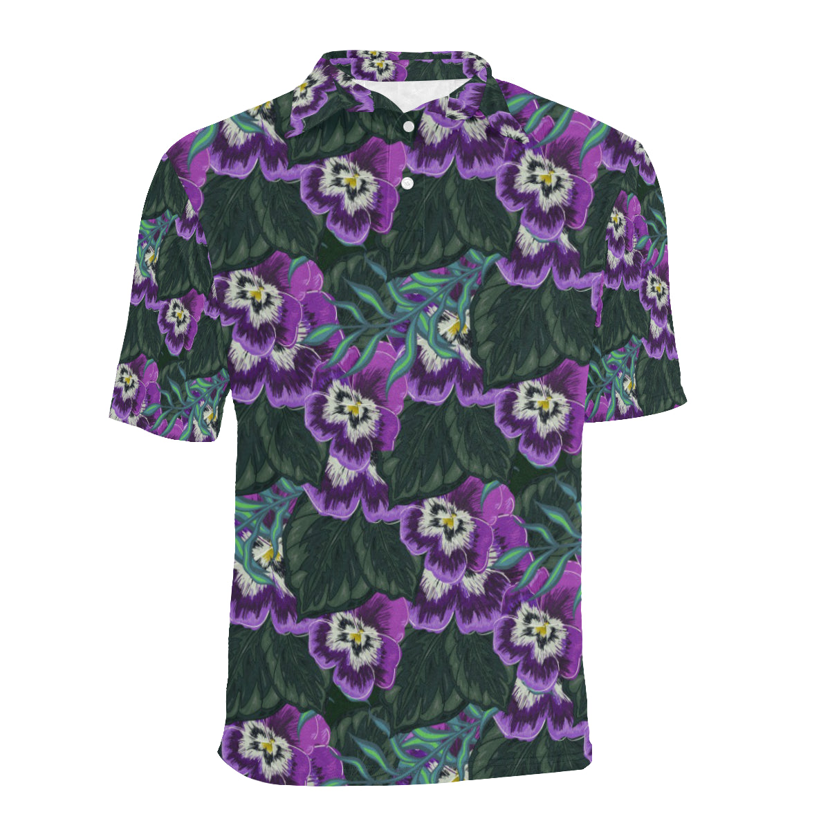 Pansy Pattern Print Design PS07 Men Polo Shirt