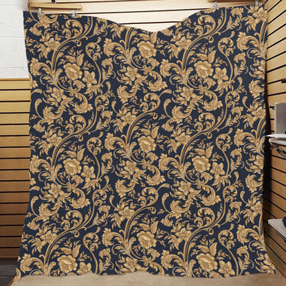 Baroque Golden Pattern Print Design 03 Premium Quilt