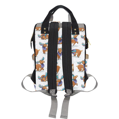 Moose Cute Pattern Print Design 01 Diaper Bag Backpack