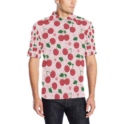 Cherry Pattern Print Design CH02 Men Polo Shirt