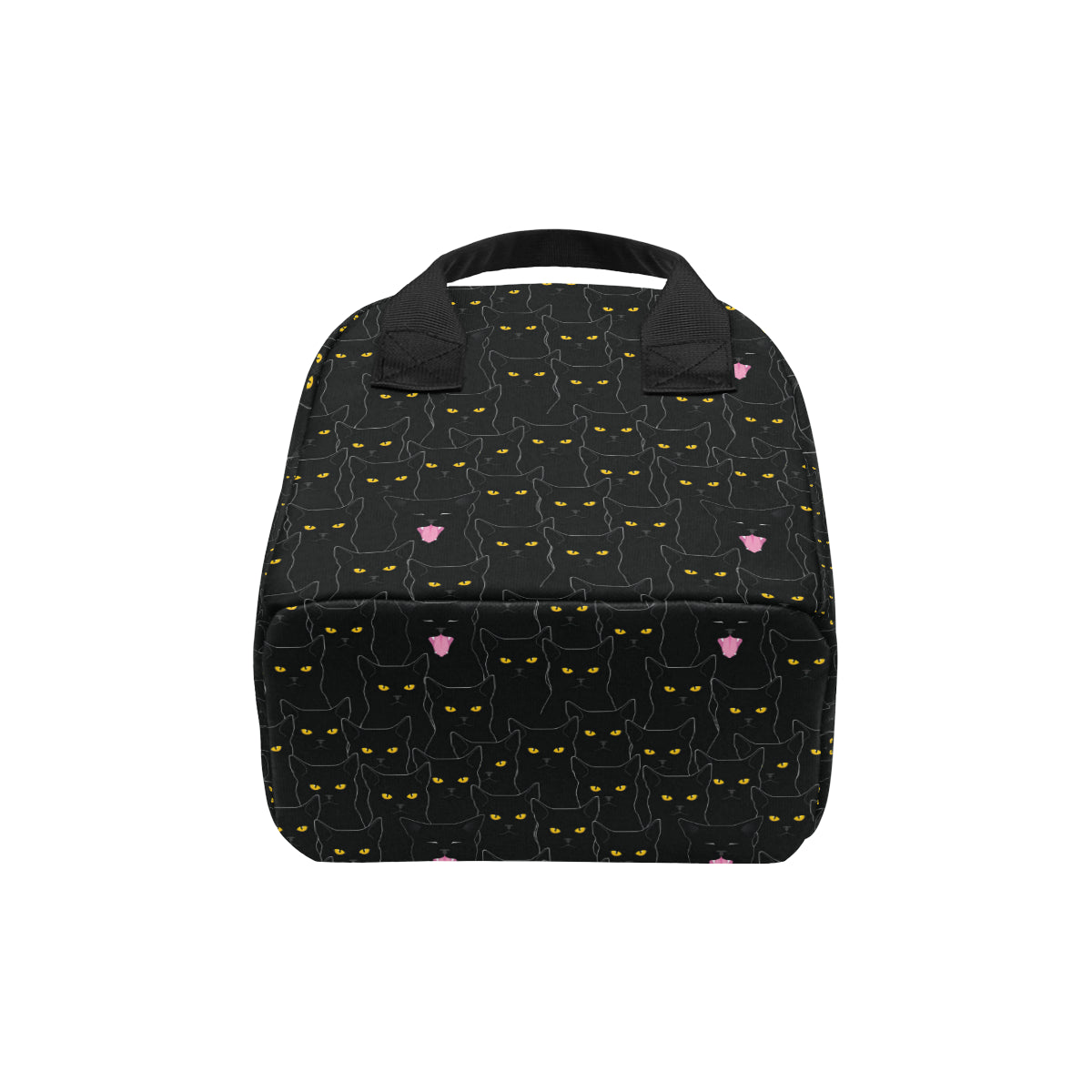 Black Cat Yellow Eyes Print Pattern Insulated Lunch Bag