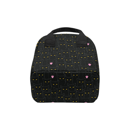 Black Cat Yellow Eyes Print Pattern Insulated Lunch Bag