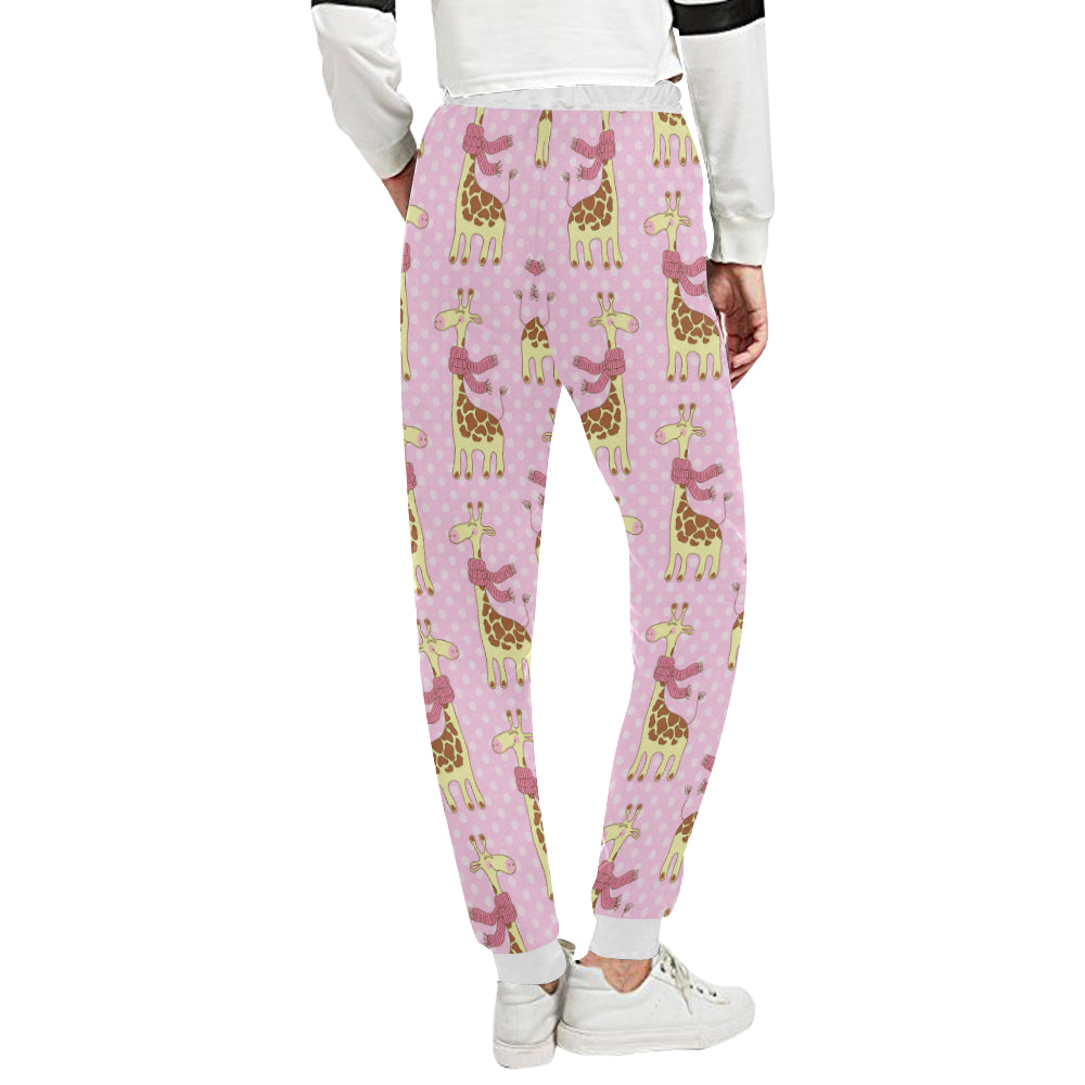 Giraffe Cute Pink Polka Dot Print Unisex Sweatpants
