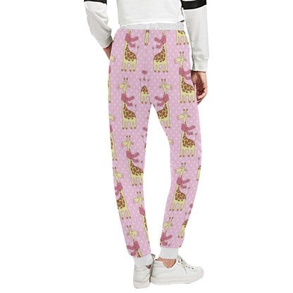 Giraffe Cute Pink Polka Dot Print Unisex Sweatpants