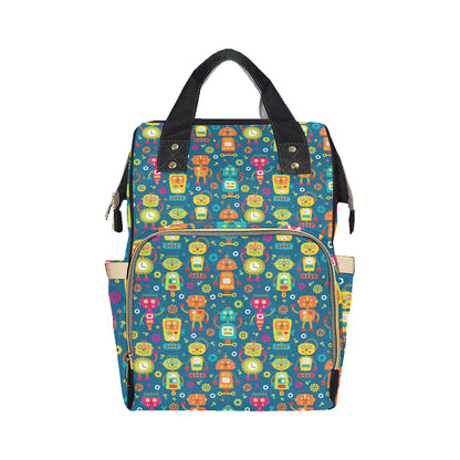 Robot Pattern Print Design A04 Diaper Bag Backpack