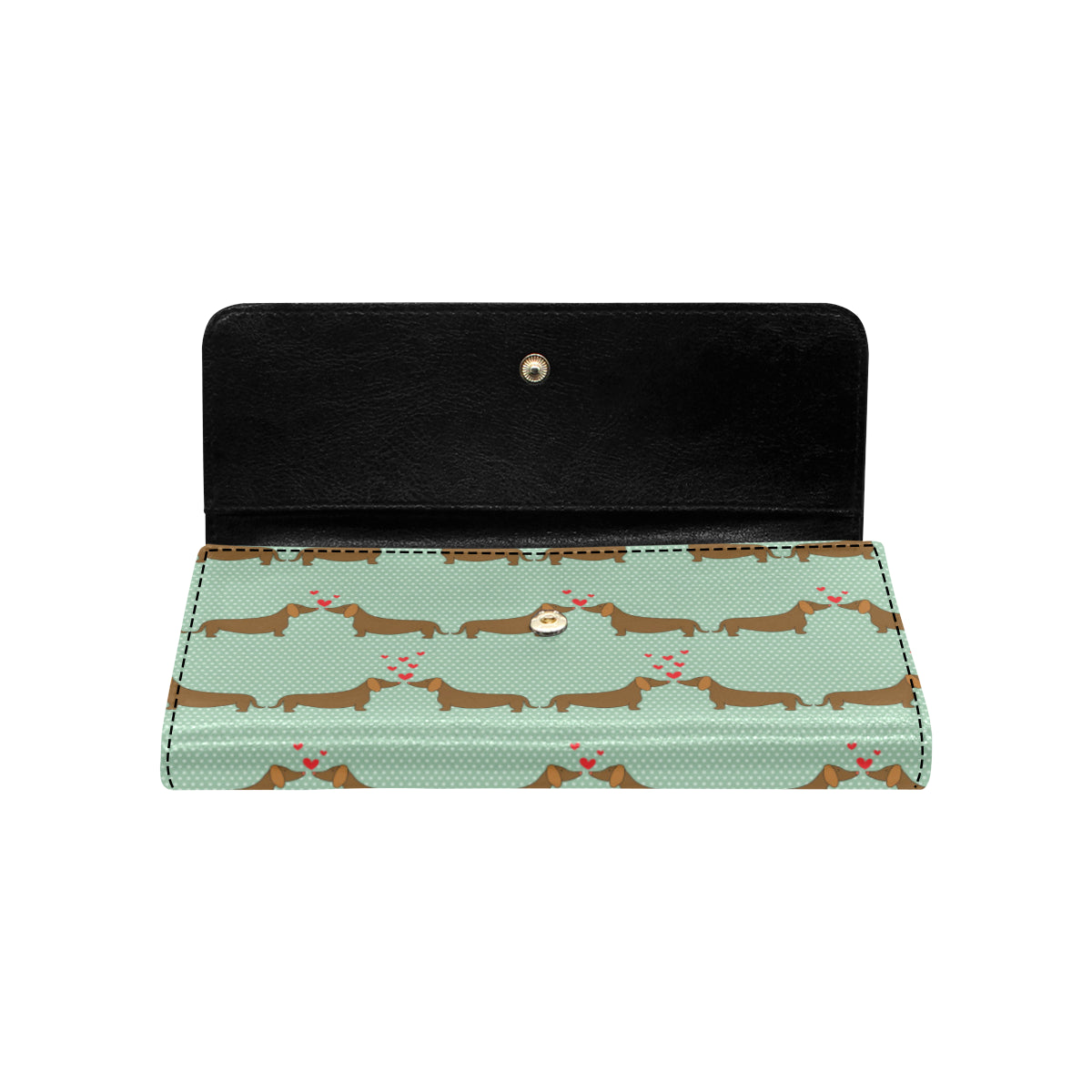 Dachshund Pattern Print Design 02 Women's Trifold Wallet