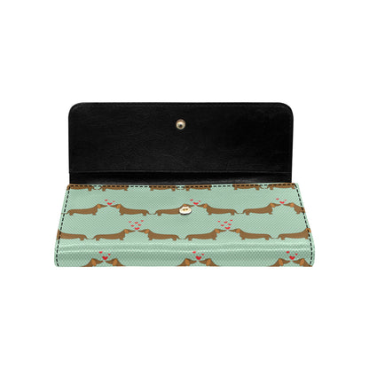 Dachshund Pattern Print Design 02 Women's Trifold Wallet