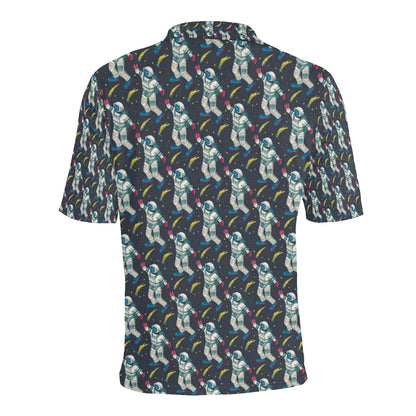 Astronaut Pattern Print Design 04 Men Polo Shirt