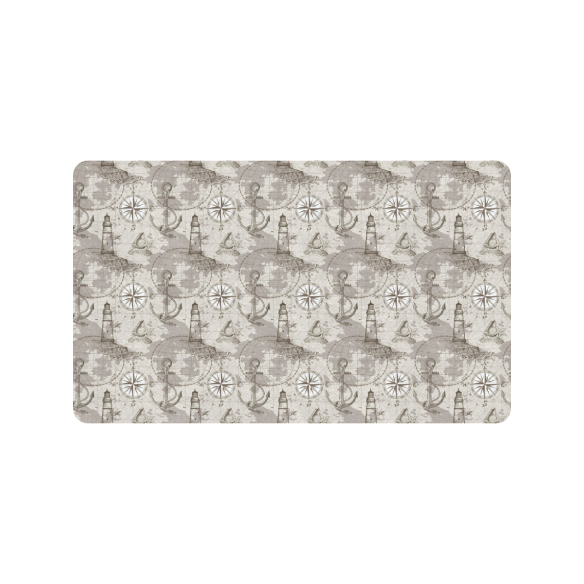 Nautical Map Design Themed Print Rubber Doormat