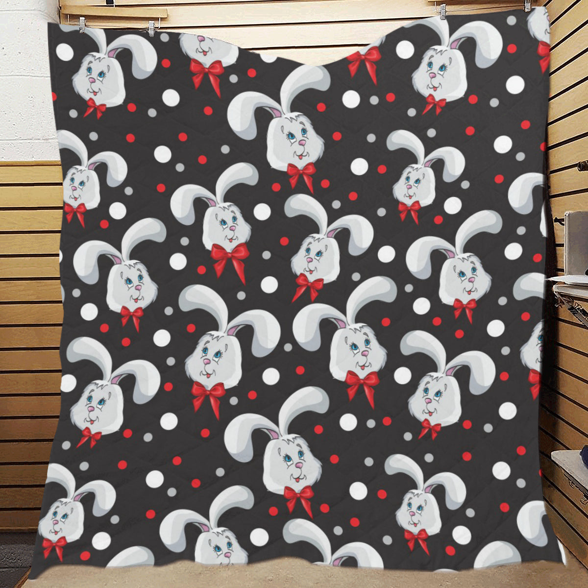 Rabbit Pattern Print Design RB012 Premium Quilt