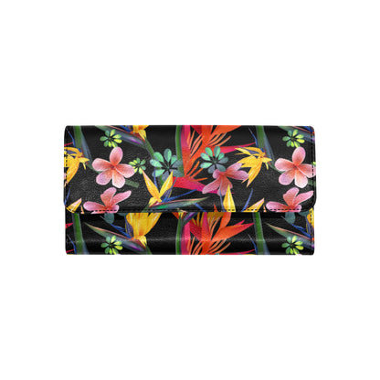 Tropical Flower Pattern Print Design TF015 Women's Trifold Wallet