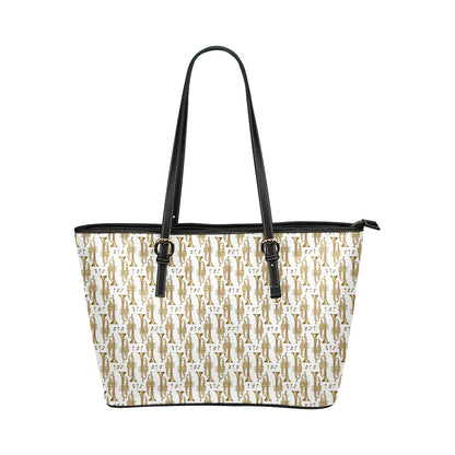 Trumpet with Music Note Print Leather Tote Bag