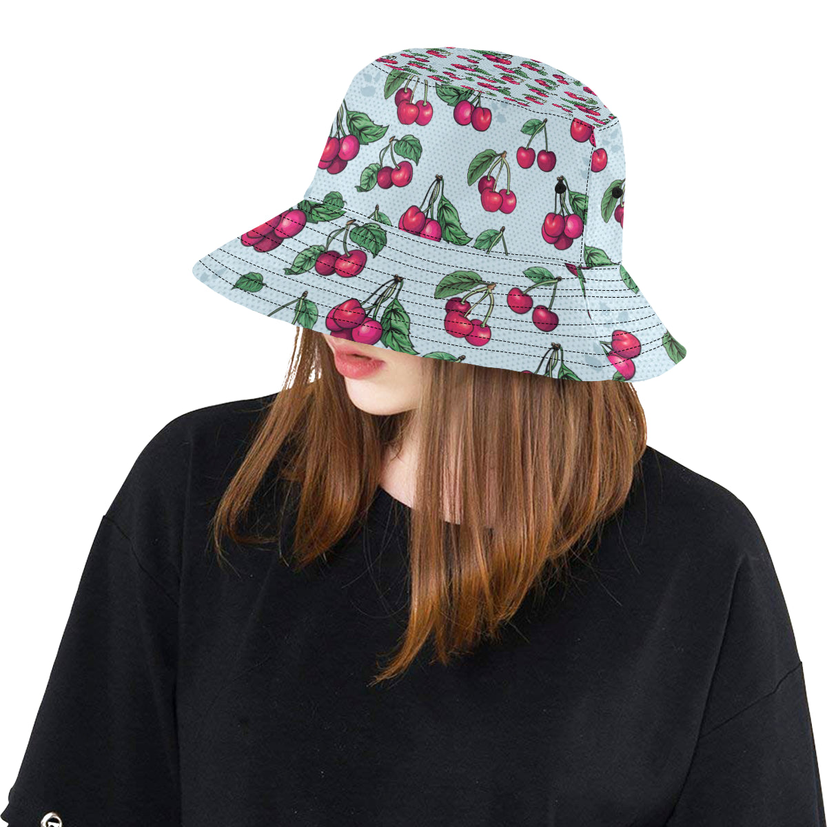Cherry Pattern Print Design CH01 Unisex Bucket Hat