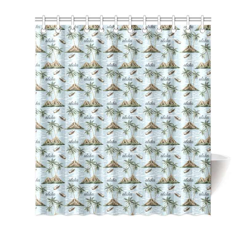 Aloha Hawaii island Design Themed Print Shower Curtain