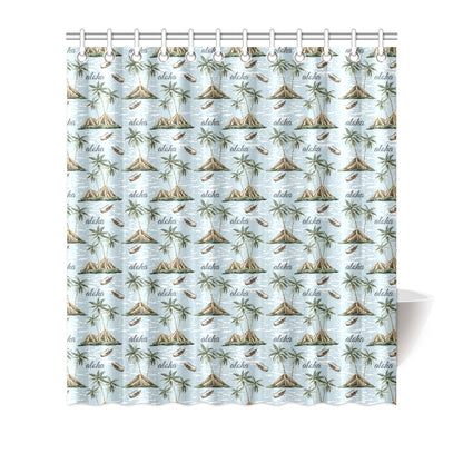 Aloha Hawaii island Design Themed Print Shower Curtain