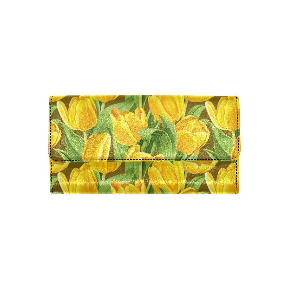 Tulip Yellow Pattern Print Design TP010 Women's Trifold Wallet