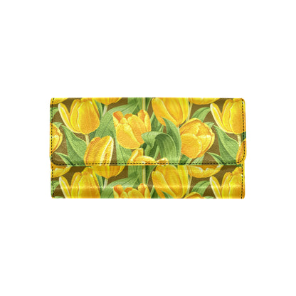 Tulip Yellow Pattern Print Design TP010 Women's Trifold Wallet