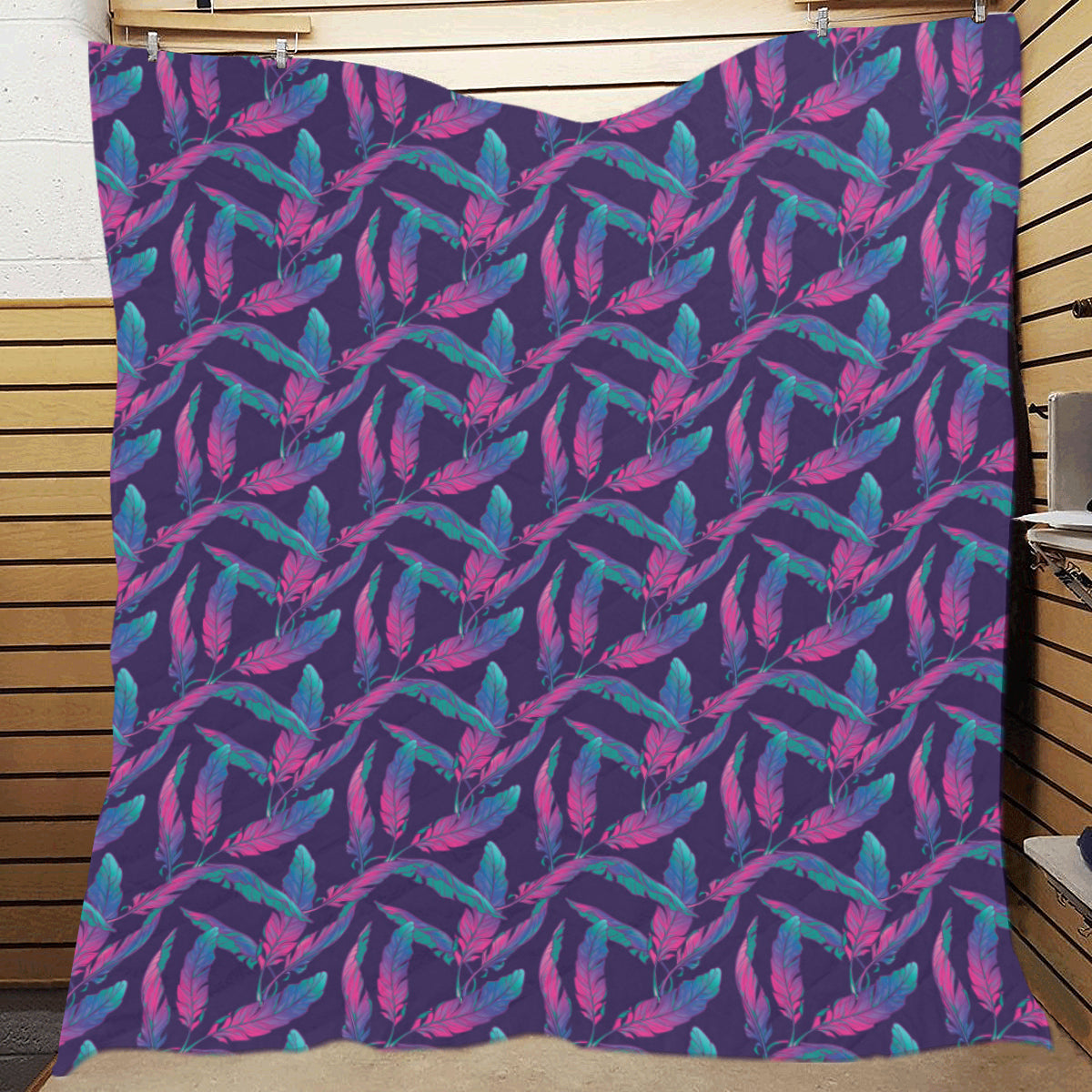 Banana Leaf Pattern Print Design 08 Premium Quilt