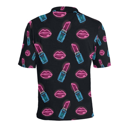 Lipstick Color Neon Pattern Print Design 03 Men Polo Shirt