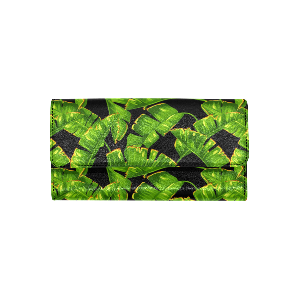 Banana Leaf Pattern Print Design BL06 Women's Trifold Wallet